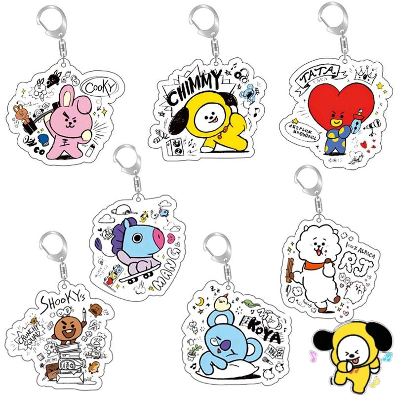 Anime Girl Merchandise - Llavero acrílico BT21 de anime, dibujos